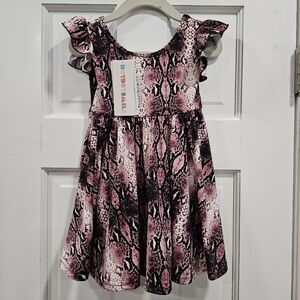 🐍New Dot Dot Smile Empire Pink/Black Snake Print Dress 2T